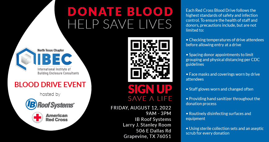 North Texas IIBEC Chapter Blood Drive Event hosted by IB Roof Systems in Grapevine